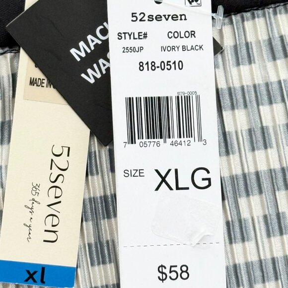 52seven Women's Ivory/Black Textured Wrap Geometric Blouse Sz XL Long Sleeve NWT - Picture 7 of 10